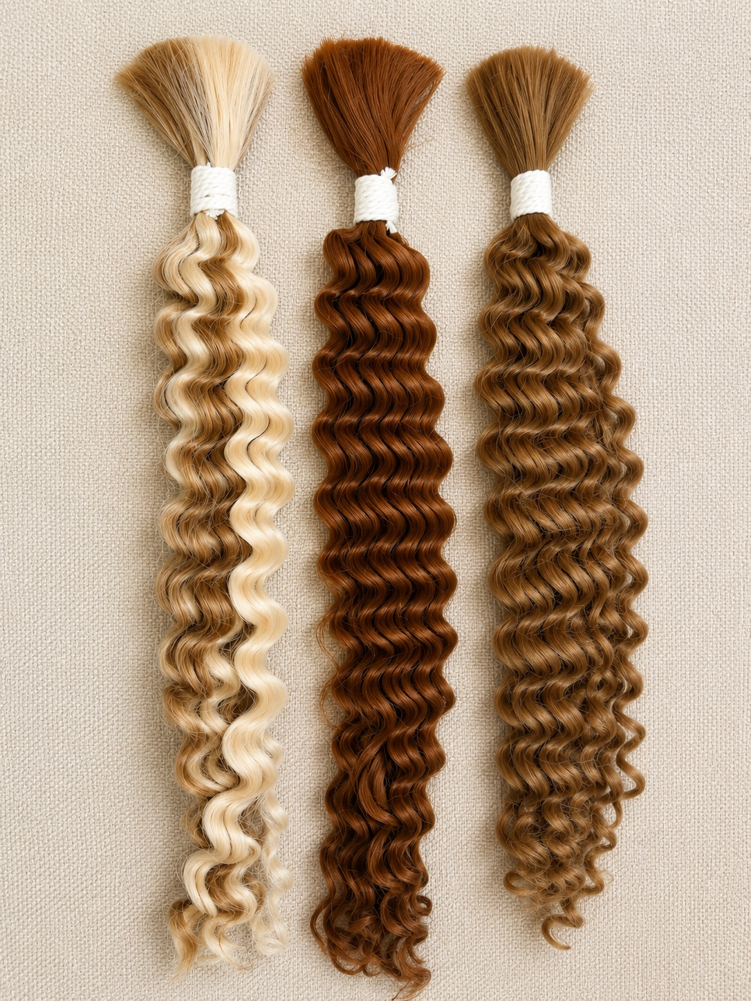 Biofibre Hair Extension, Deep Wave, Bulk Human Blend Hair, High Temperature, 18”. Various colours