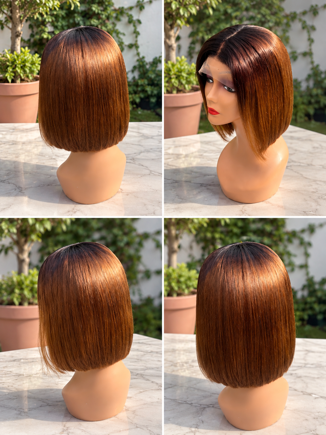 Wow Glama™ Sleek Human Hair Ombre Bob Wig, Smooth, 5*5 Lace, 10”, 200 Density, Sophisticated. Effortlessly glamorous.
