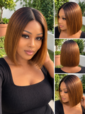 Wow Glama™ Sleek Human Hair Ombre Bob Wig, Smooth, 5*5 Lace, 10”, 200 Density, Sophisticated. Effortlessly glamorous.