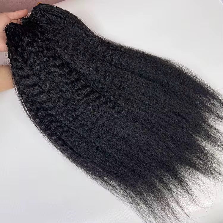 Kinky Bulk Human Hair , 20”, Super Double Drawn, Natural Black, 100g per Bundles