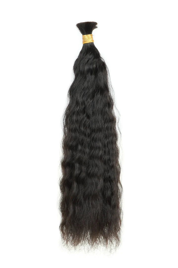 Kinky Bulk Human Hair , 20”, Super Double Drawn, Natural Black, 100g per Bundles
