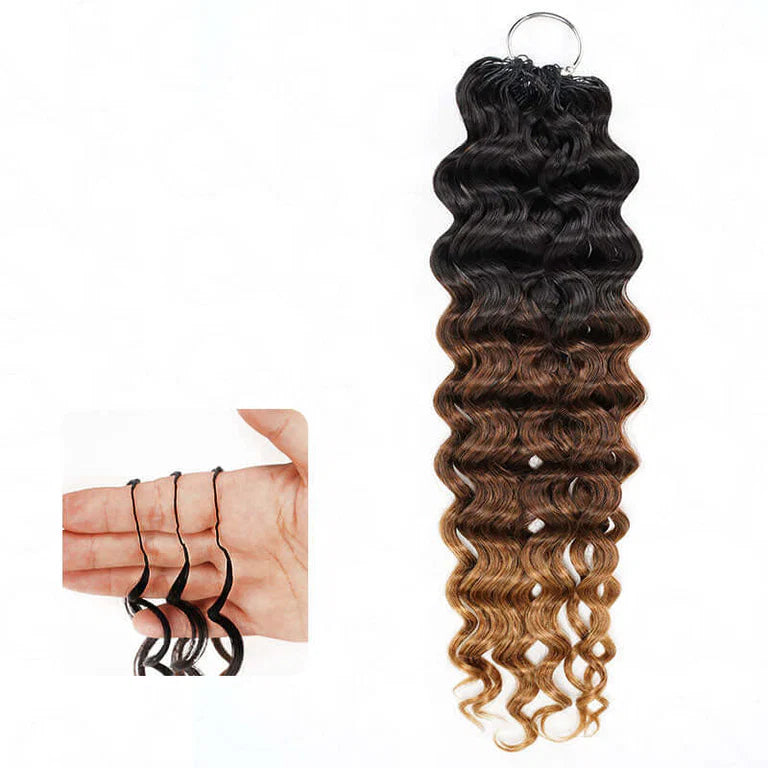 WowGlama Water Wave Curly Human Hair Feather Crochet, Pre Separated 43 Strands/Pack, 50g per Packs