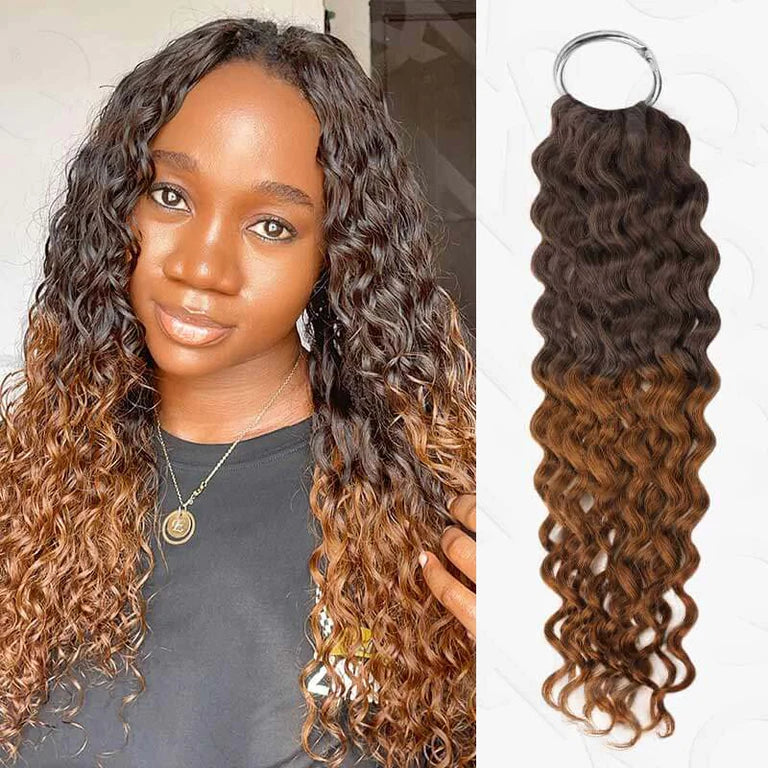 WowGlama Water Wave Curly Human Hair Feather Crochet, Pre Separated 43 Strands/Pack, 50g per Packs